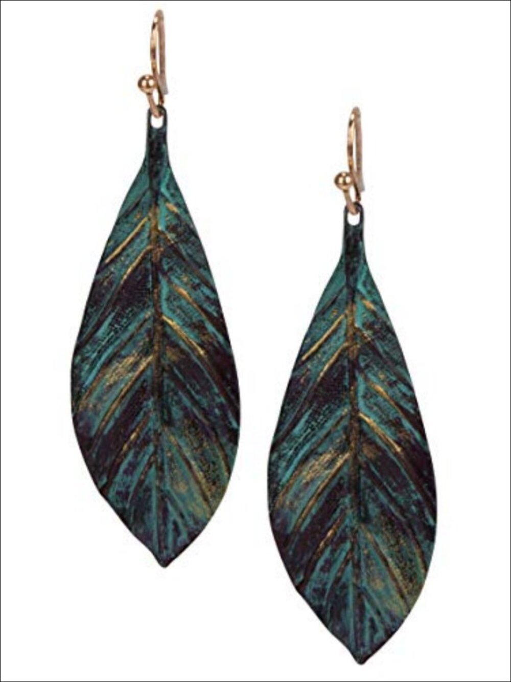 Handmade Boho Leaf Drop Earrings Textured Lightweight Women